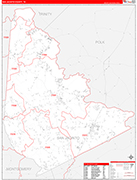 San Jacinto County Wall Map Red Line Style